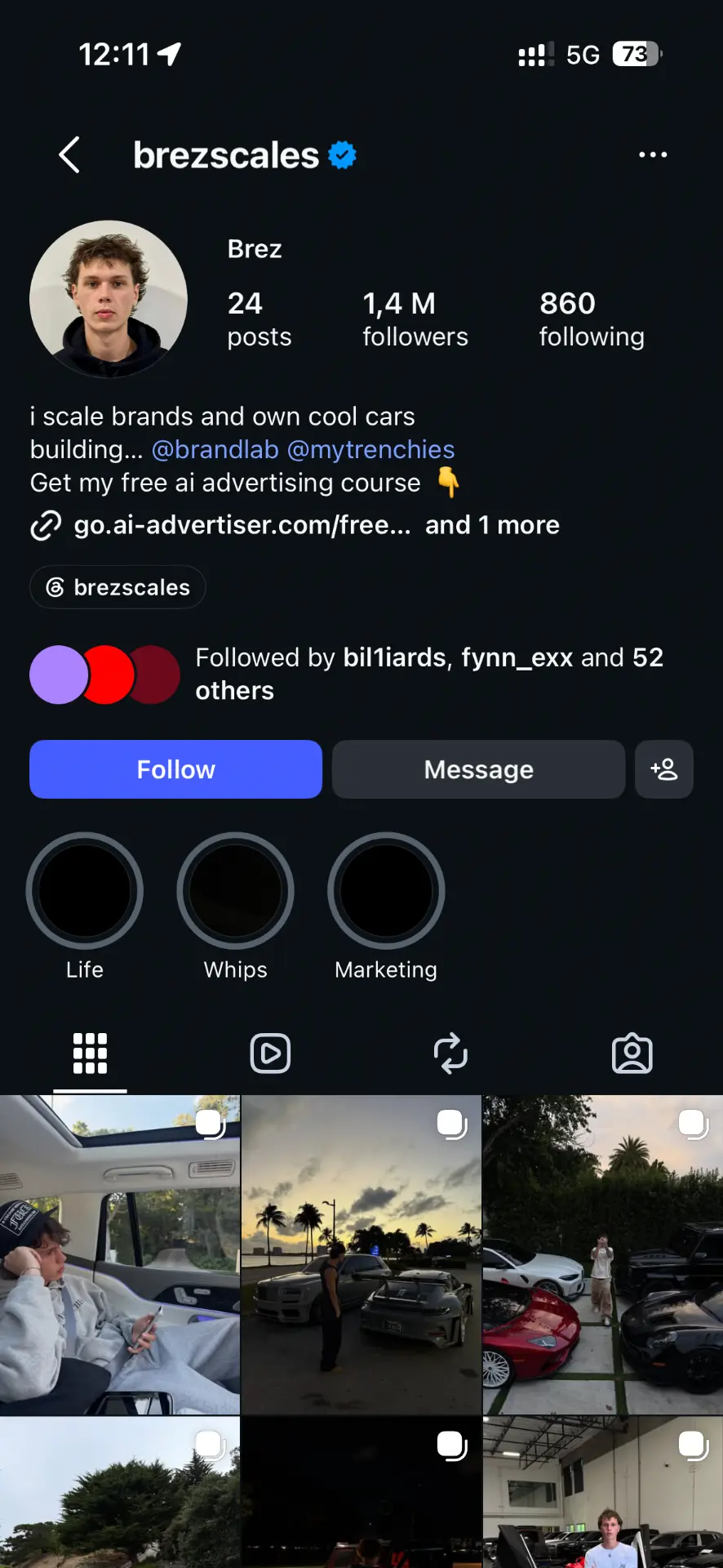 Instagram account selling courses